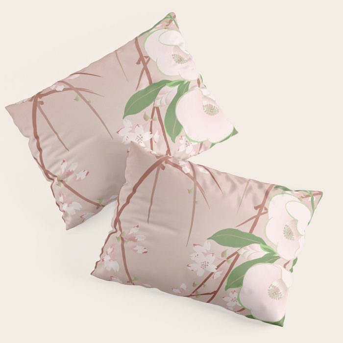 Japanese Spring Flowers Vintage Kimono Pattern Pillow Sham Gallery Image 3