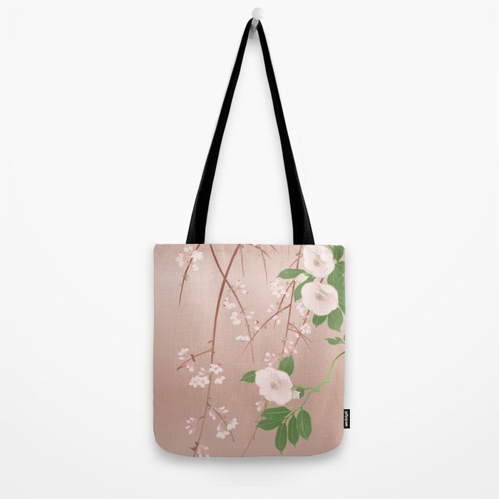 Japanese Spring Flowers Vintage Kimono Pattern Tote Bag Gallery Image 2