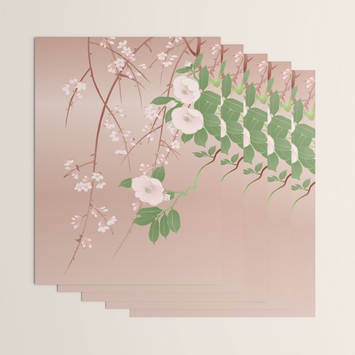 Japanese Spring Flowers Vintage Kimono Pattern Wrapping Paper Gallery Image 3