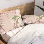 Japanese Spring Flowers Vintage Kimono Pattern Pillow Sham Gallery Image 2