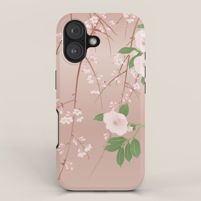 Japanese Spring Flowers Vintage Kimono Pattern iPhone Case Gallery Image 1