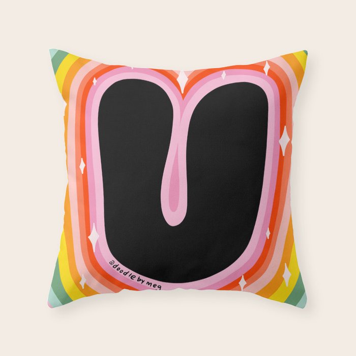 Rainbow U Throw Pillow Gallery Image 1