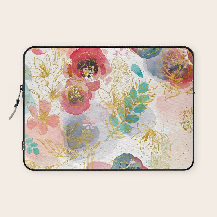 Golden flowers Laptop Sleeve Gallery Image 1