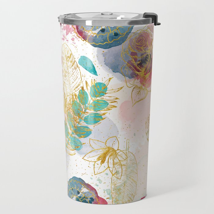 Golden flowers Travel Mug Gallery Image 2