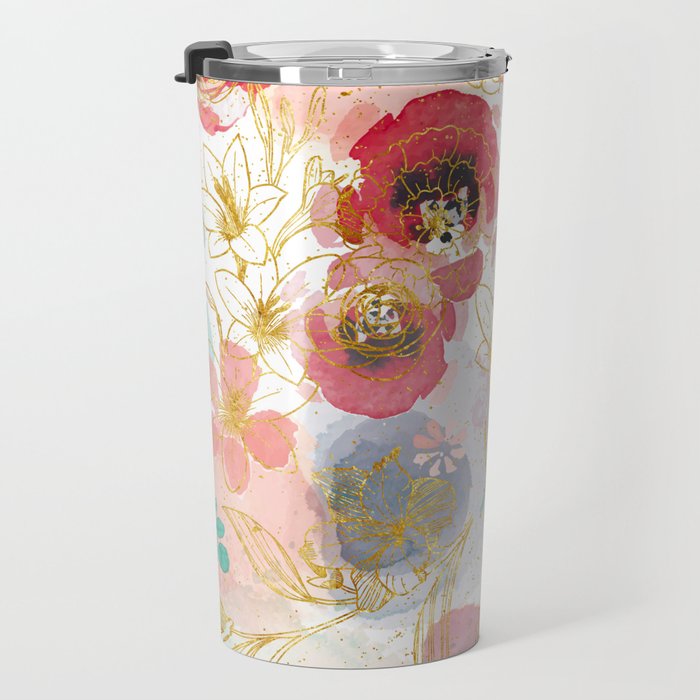 Golden flowers Travel Mug Gallery Image 3