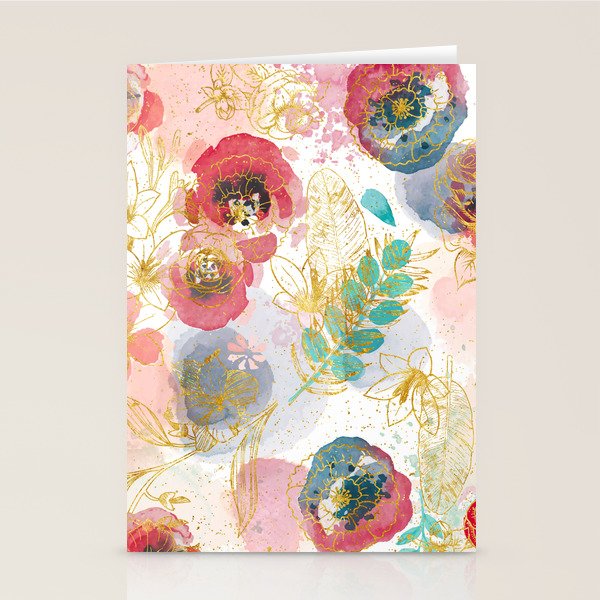 Golden flowers Stationery Card Gallery Image 2