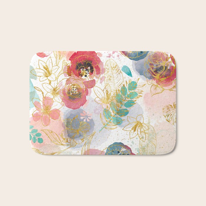 Golden flowers Bath Mat Gallery Image 1