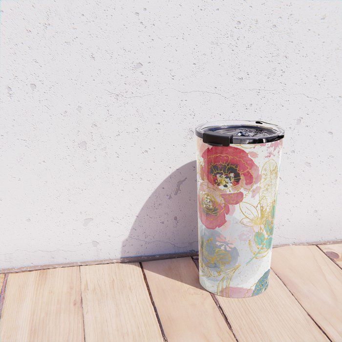 Golden flowers Travel Mug Gallery Image 4