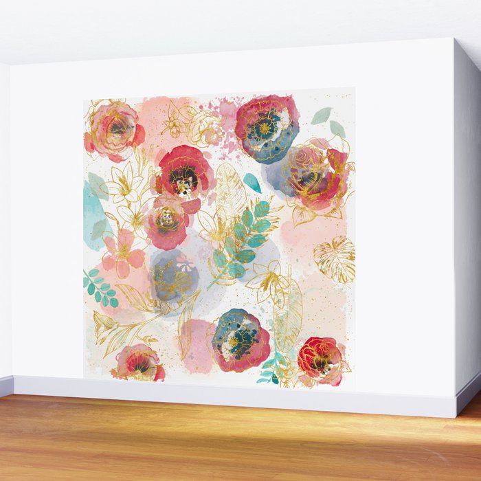 Golden flowers Wall Mural Gallery Image 2