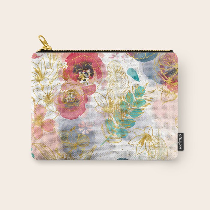 Golden flowers Carry All Pouch Gallery Image 1