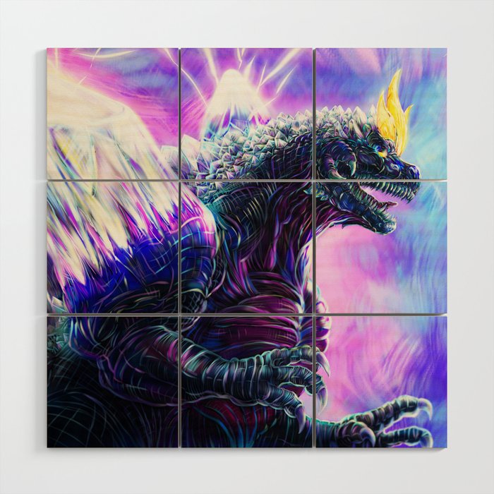 SpaceGodzilla Wood Wall Art