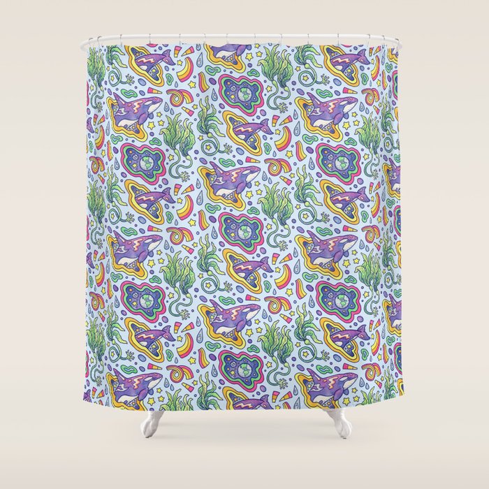 Ocean Portal I: Orca | Whale Space Art Shower Curtain Gallery Image 1
