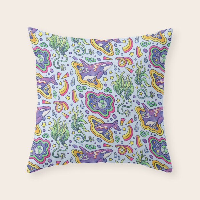 Ocean Portal I: Orca | Whale Space Art Throw Pillow Gallery Image 1