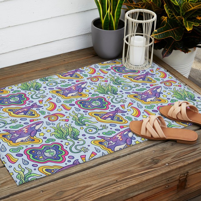 Ocean Portal I: Orca | Whale Space Art Outdoor Rug Gallery Image 2