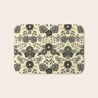 Gray, Black, Cream, Yellow & Red Sophisticated Floral Pattern Bath Mat Gallery Image 1