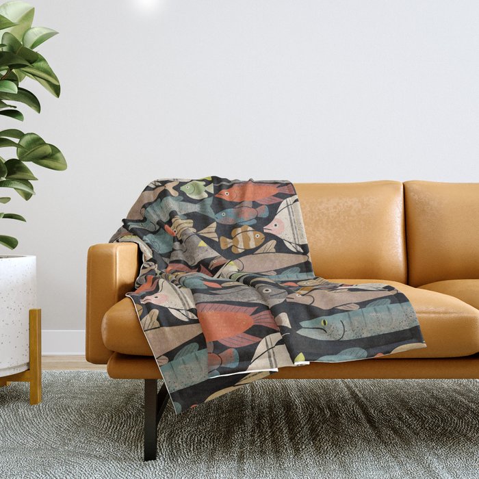 Fish Crowd No. 1 Throw Blanket Gallery Image 1