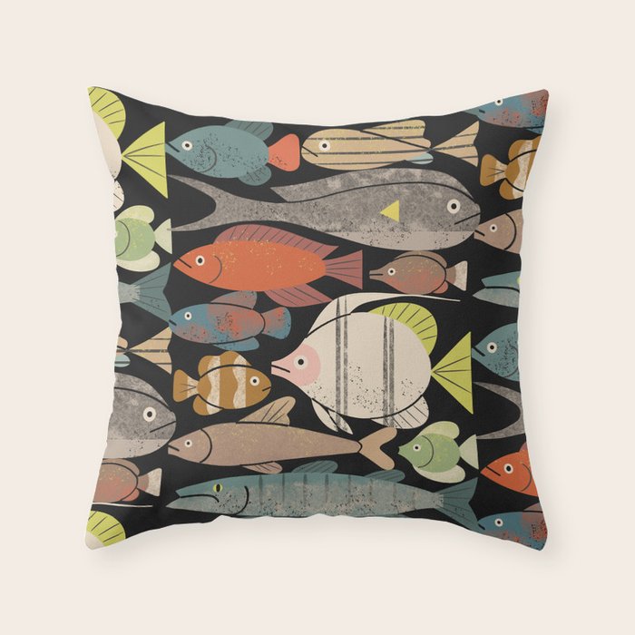 Fish Crowd No. 1 Throw Pillow Gallery Image 6