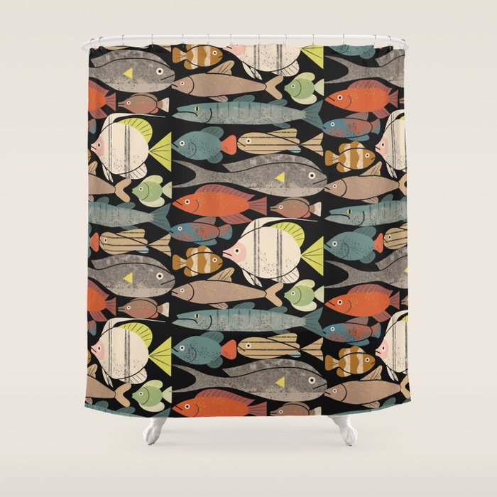 Fish Crowd No. 1 Shower Curtain Gallery Image 1
