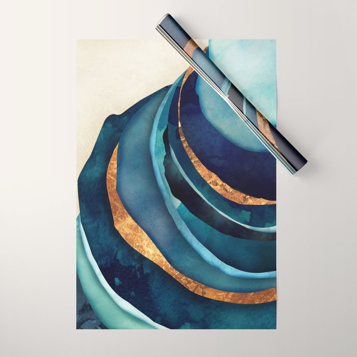 Abstract Blue with Gold Wrapping Paper Gallery Image 1