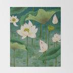 Lotus flowers A -  Minhwa-Korean traditional/folk art Throw Blanket Gallery Image 2