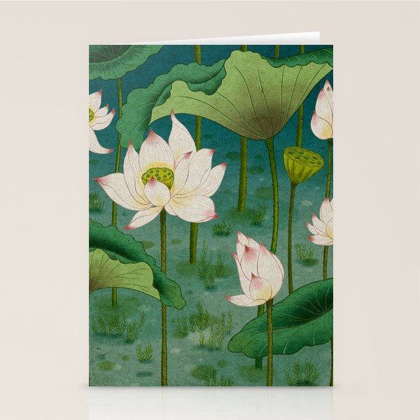 Lotus flowers A -  Minhwa-Korean traditional/folk art Stationery Card Gallery Image 1