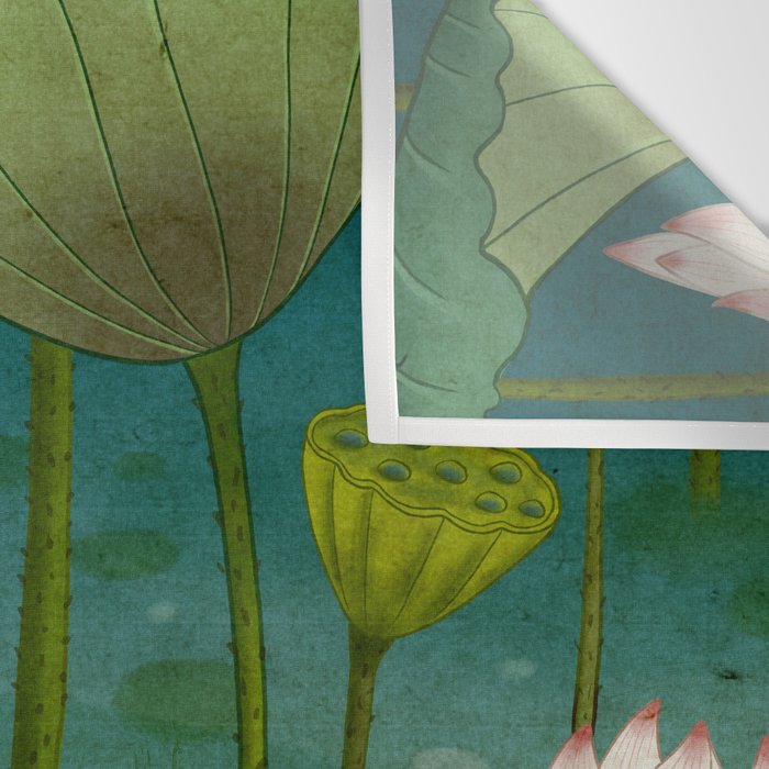 Lotus flowers A -  Minhwa-Korean traditional/folk art Wall Tapestry Gallery Image 3