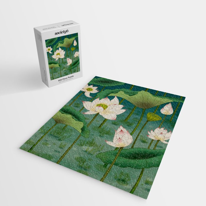 Lotus flowers A -  Minhwa-Korean traditional/folk art Jigsaw Puzzle Gallery Image 2