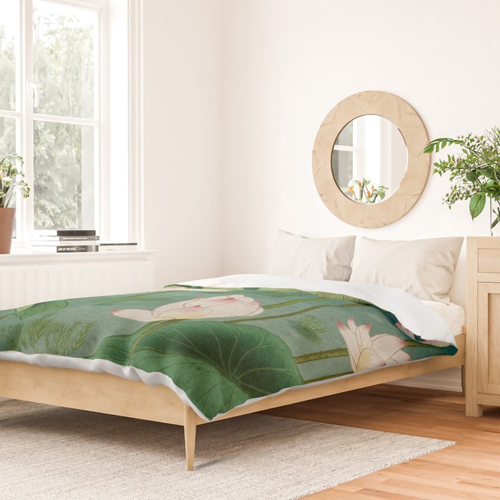 Lotus flowers A -  Minhwa-Korean traditional/folk art Duvet Cover Gallery Image 2