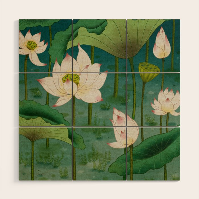 Lotus flowers A -  Minhwa-Korean traditional/folk art Wood Wall Art Gallery Image 1