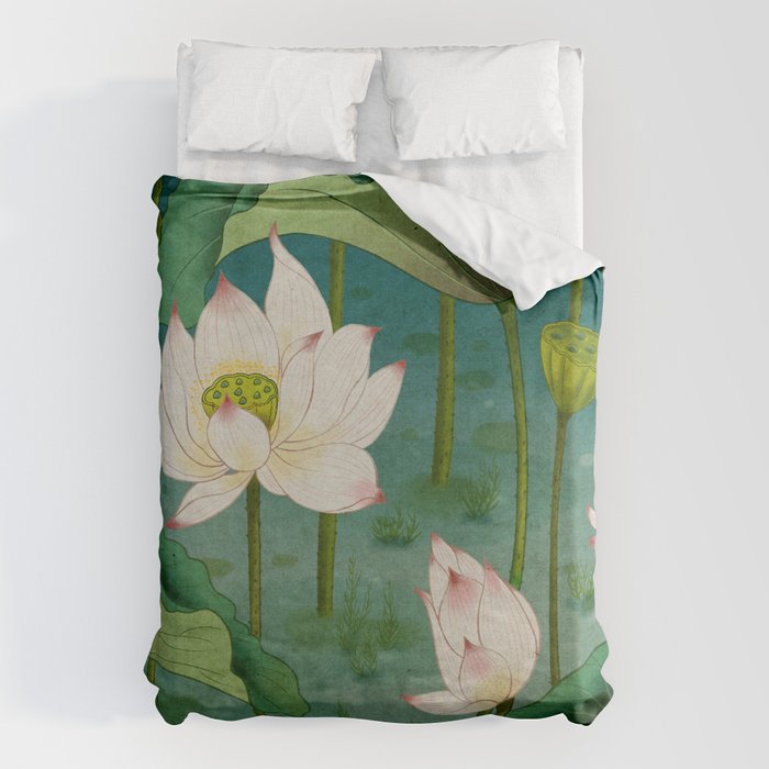 Lotus flowers A -  Minhwa-Korean traditional/folk art Duvet Cover Gallery Image 6
