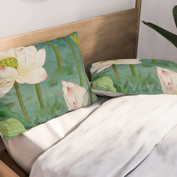 Lotus flowers A -  Minhwa-Korean traditional/folk art Pillow Sham Gallery Image 2