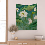 Lotus flowers A -  Minhwa-Korean traditional/folk art Wall Tapestry Gallery Image 2