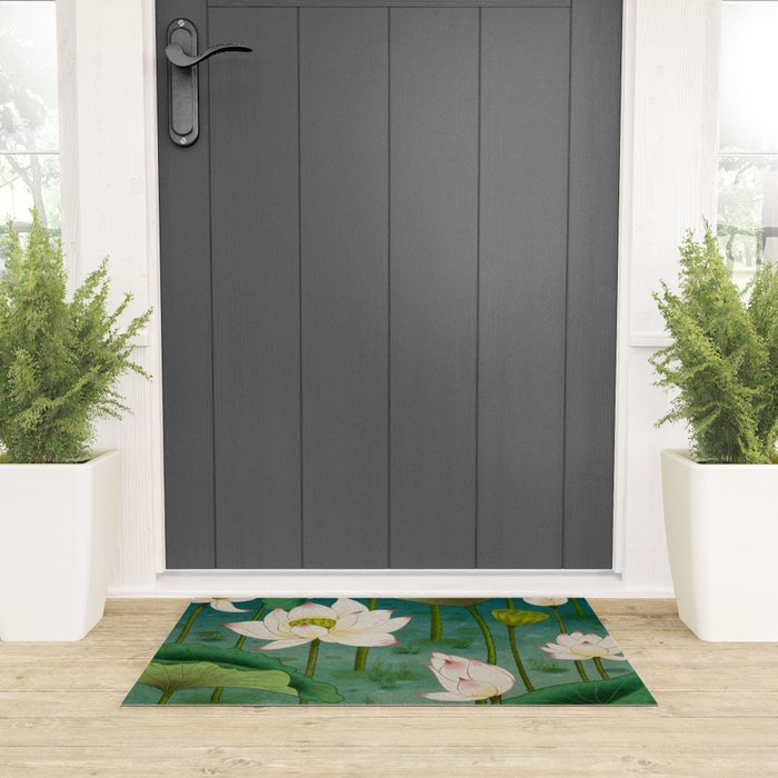 Lotus flowers A -  Minhwa-Korean traditional/folk art Welcome Mat Gallery Image 3