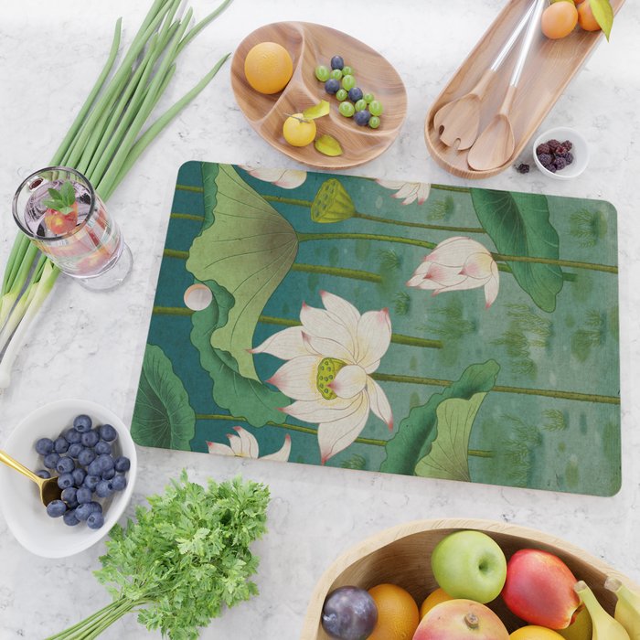 Lotus flowers A -  Minhwa-Korean traditional/folk art Cutting Board Gallery Image 2