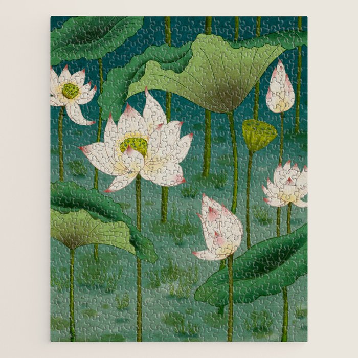 Lotus flowers A -  Minhwa-Korean traditional/folk art Jigsaw Puzzle Gallery Image 1