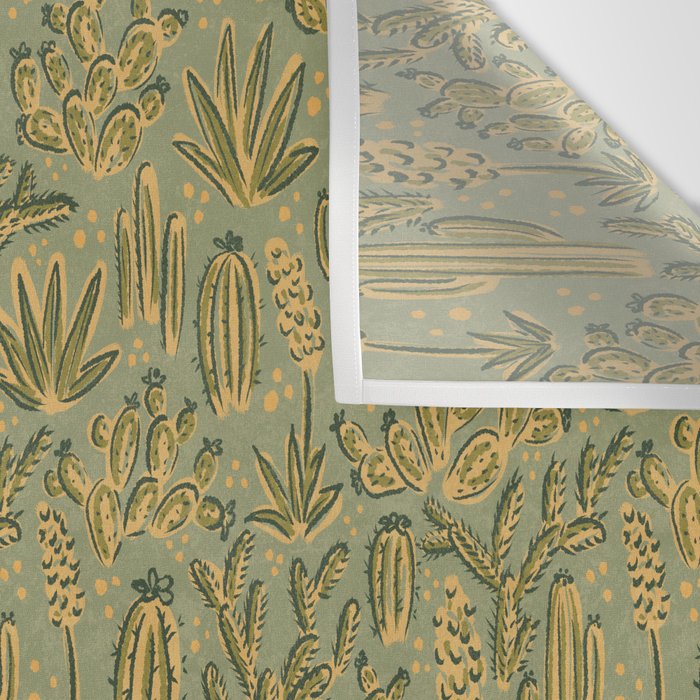 Cactus Desert - green and gold Wall Tapestry Gallery Image 3