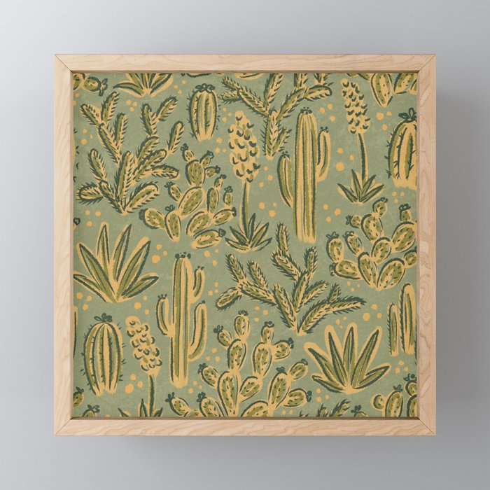Cactus Desert - green and gold Mini Art Print Gallery Image 1