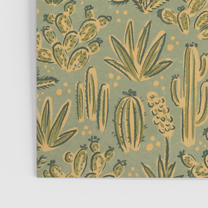 Cactus Desert - green and gold Poster Gallery Image 3