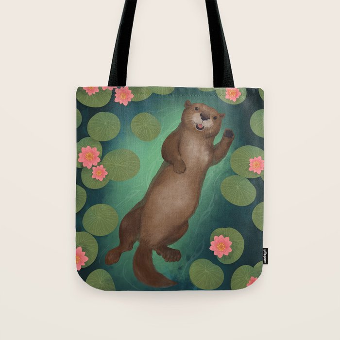 swimming otter Tote Bag Gallery Image 1