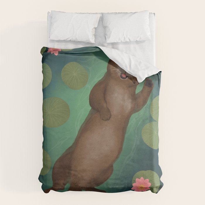 swimming otter Duvet Cover Gallery Image 1