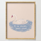 If in doubt, swan about, cute swan drawing Serving Tray Gallery Image 1