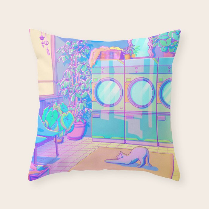 Laundry Blues Throw Pillow Gallery Image 1