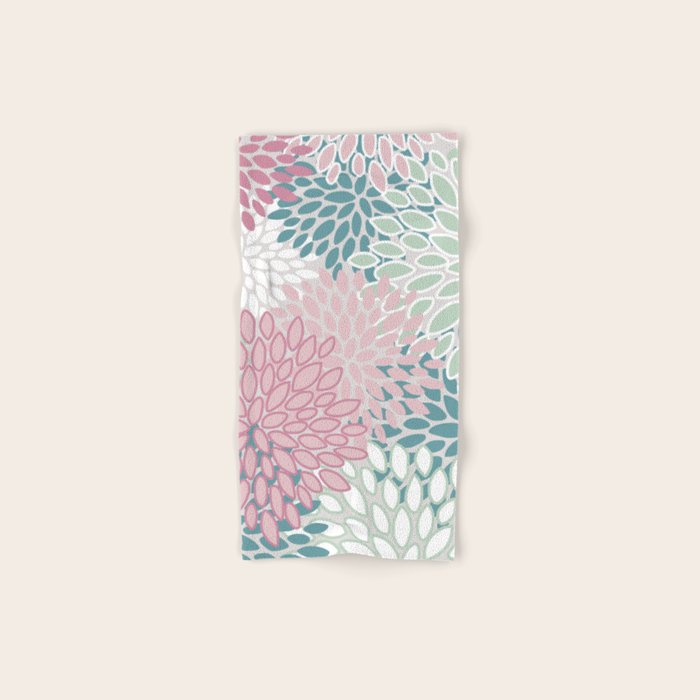 Floral Blooms, Soft Pink, Green and Teal, Design Prints Towels Gallery Image 1