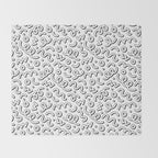Fun black and white cartoon doodle pattern Throw Blanket Gallery Image 2