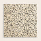 Fun black and white cartoon doodle pattern Wood Wall Art Gallery Image 1