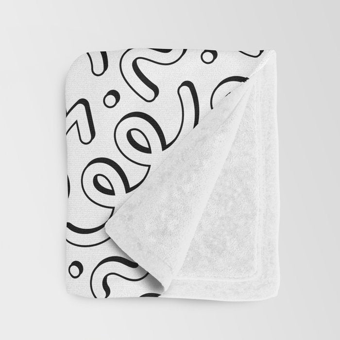 Fun black and white cartoon doodle pattern Throw Blanket Gallery Image 3