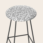 Fun black and white cartoon doodle pattern Stool Gallery Image 2