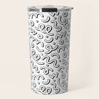 Fun black and white cartoon doodle pattern Travel Mug Gallery Image 1