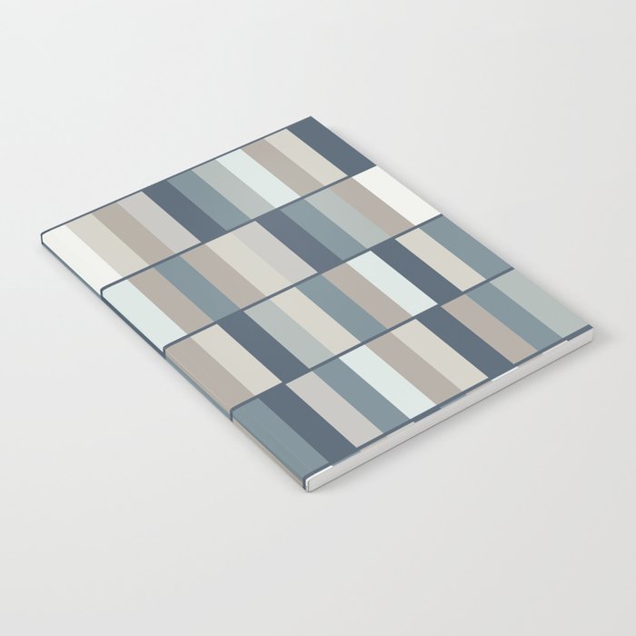 Long Blocks Geometric Pattern in Neutral Blue Grey Tones  Notebook Gallery Image 2