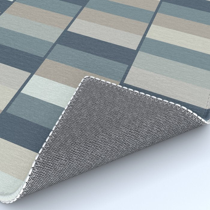 Long Blocks Geometric Pattern in Neutral Blue Grey Tones  Rug Gallery Image 4